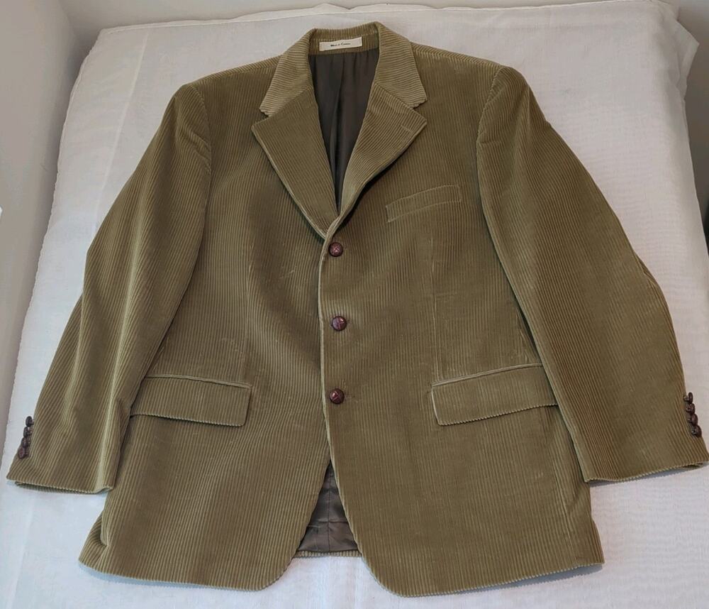 Vintage Chaps Ralph Lauren Blazer Mens 44R Khaki Brown Jacket Thick Corduroy